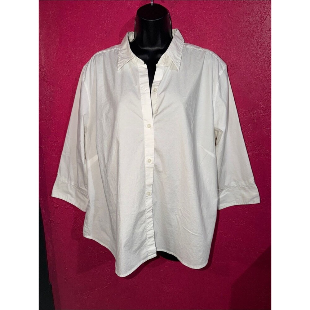 Eddie Bauer cotton blend White Relaxed Fit Button-Down Shirt. Sz XXL.